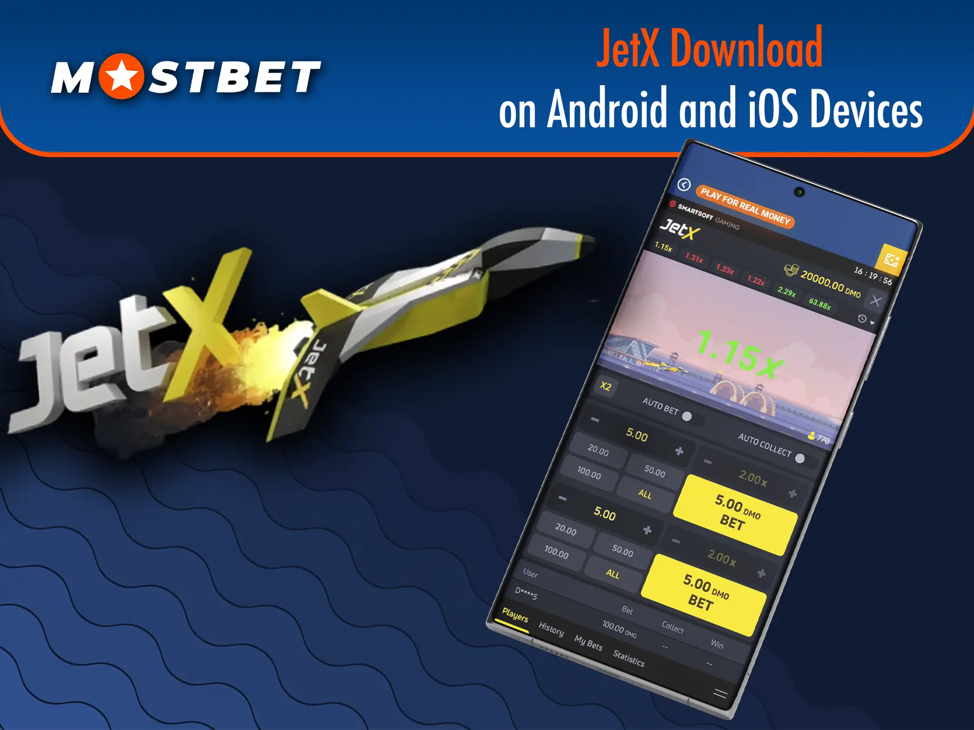 Mostbet JetX is available on Android and iOS devices.