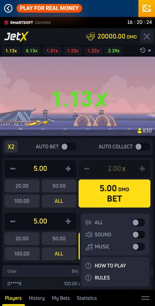 Play at Mostbet JetX and win.